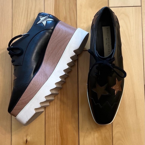 Stella McCartney black and bronze Elyse platform sneakers - Picture 3 of 13